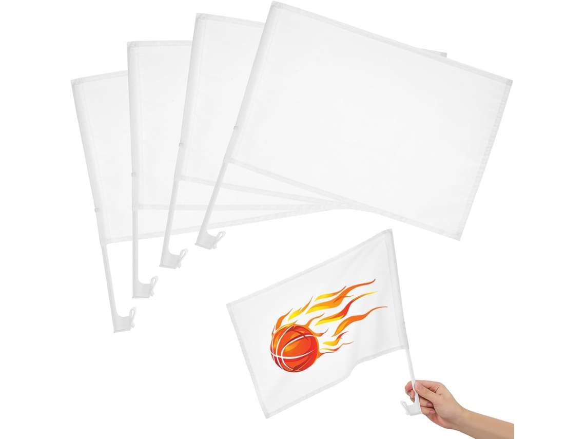 Conjunto De 8 Bandeiras Pequenas Em Branco Para Carros, Ideais Para Festas.