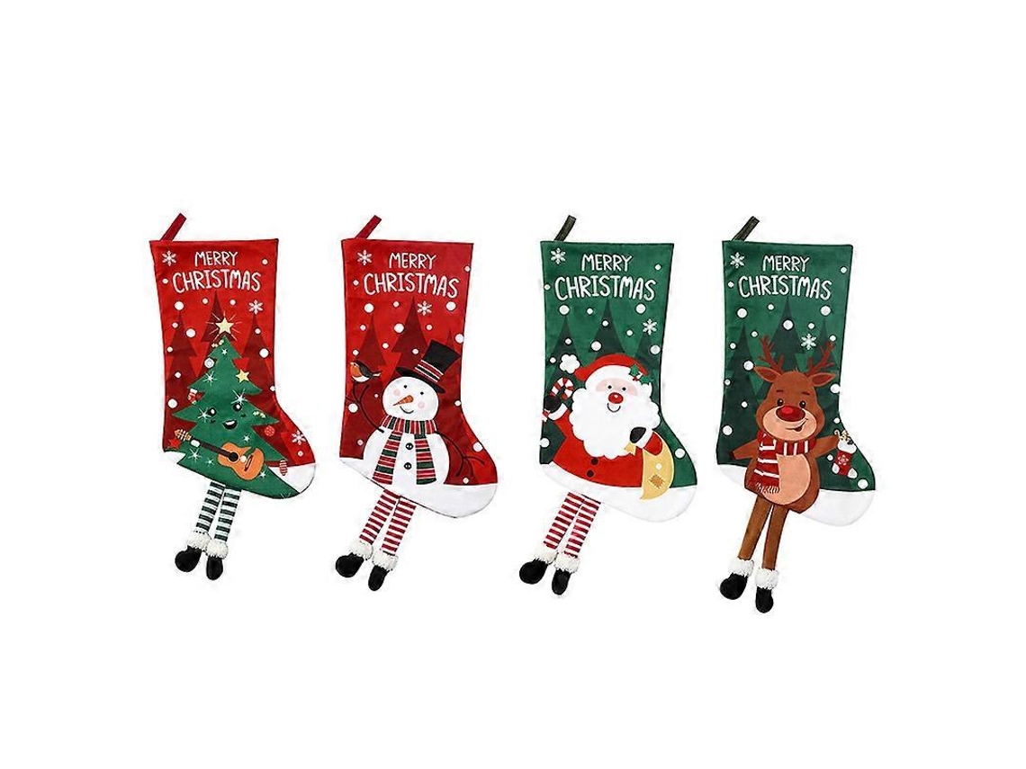 Meia Natalina Em Veludo Vermelho Com Detalhes Brancos, Para Doces E Presentes. Loja Olysi