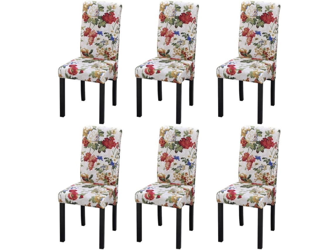 Vidaxl Cadeiras De Jantar 6 Pcs Tecido Multicor