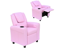 Poltrona Infantil , Mini Poltrona, Sofá Infantil para Crianças de 3 a 6 Anos, Função Reclinável, Suporte para Copos Embutido, Rosa, 62 X 56 X 69 Cm Ge