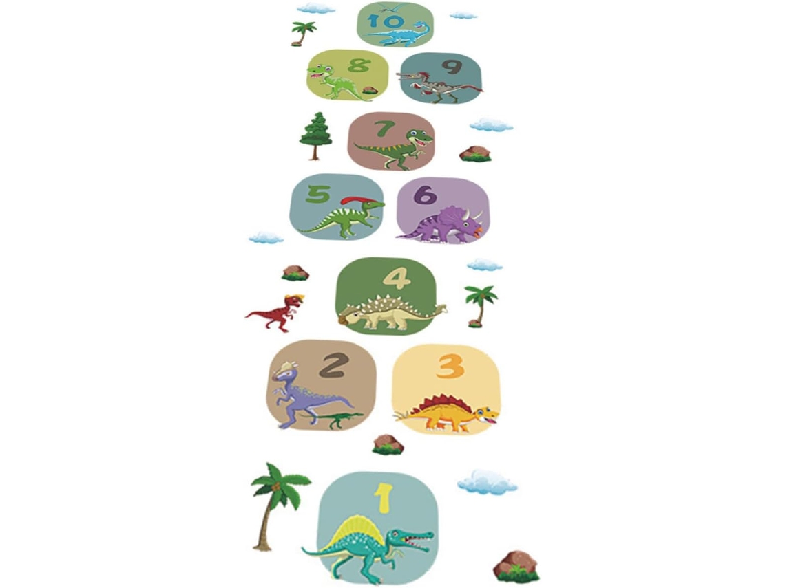 Adesivo De Chão Divertido Com Dinossauro, Números De Plástico Resistente, Decorativo