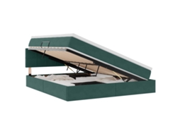 Cama com Arrumação e Led Verde Escuro Veludo MAISON EXCLUSIVE (180x200 cm)