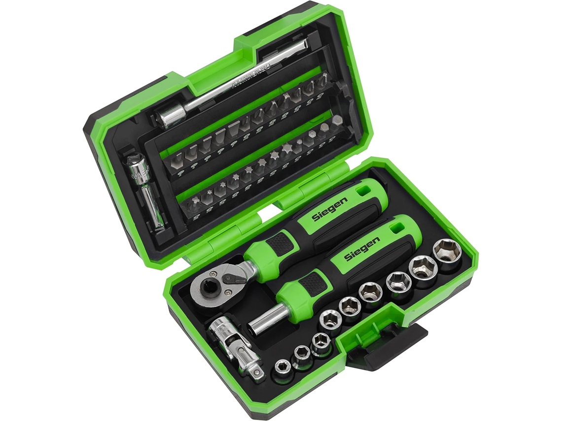 Conjunto De 38 Soquetes E Bits De 1/4" Da Siegen By S01255