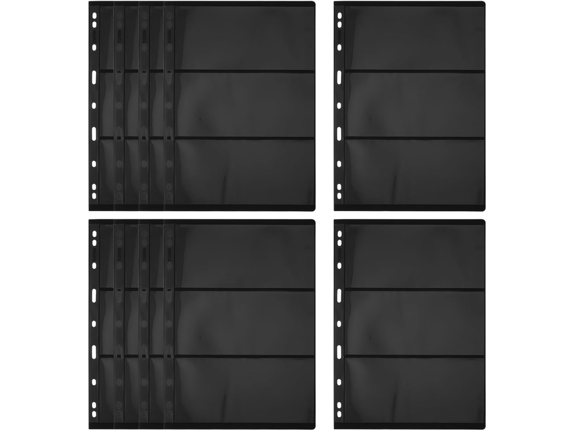 Besportble Lote De 10 Páginas Internas Do Álbum De Timbres Double Face Em Pet Noir - Grand Capacité 9 Trous Et