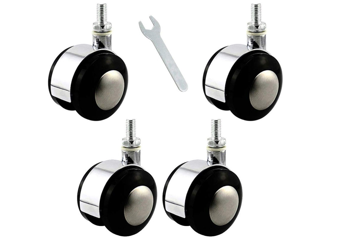 Conjunto De 4 Rodízios Reforçados Para Cadeira De Es, (cor: Preto, Tamanho: Haste Roscada M10)
