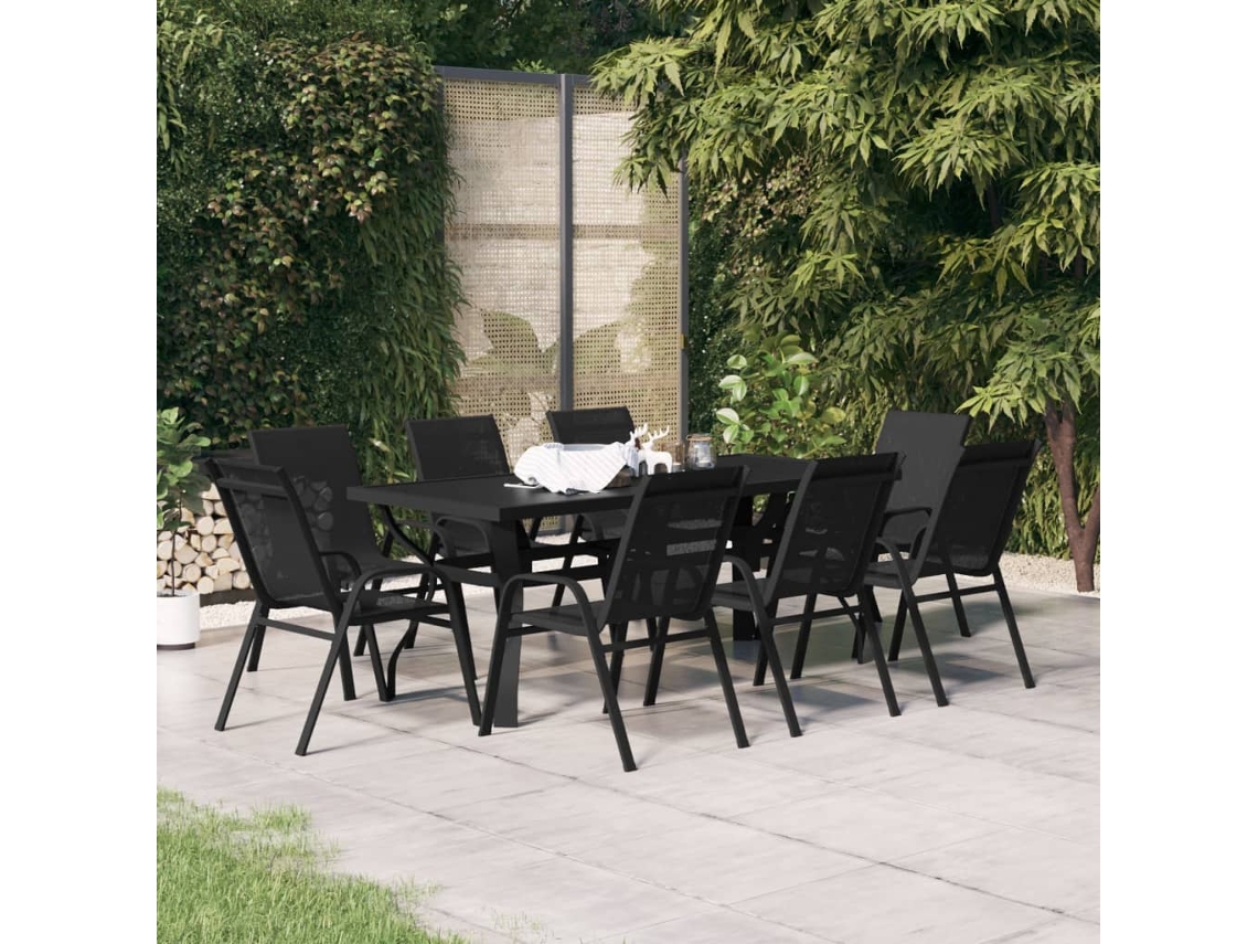 Pcs Conjunto De Jantar Para Jardim Preto Dkd Home Decor