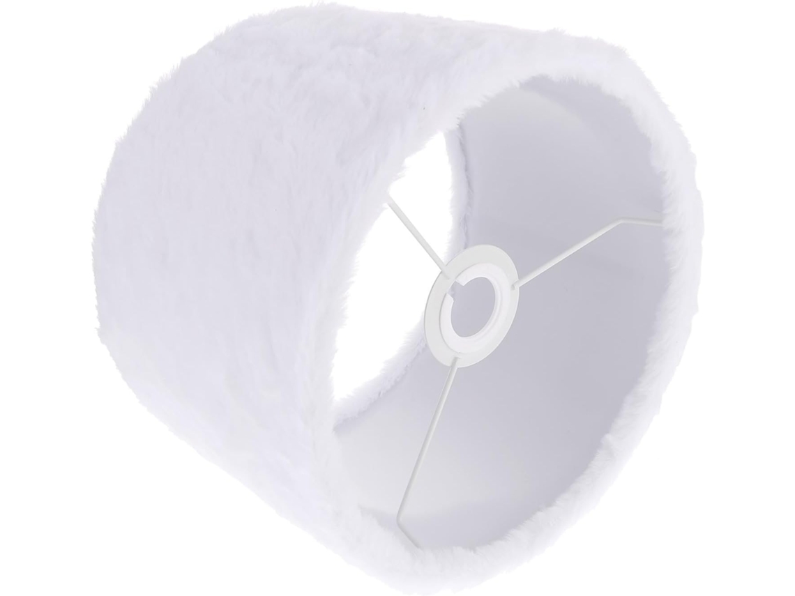Abajur Decorativo de Pelúcia Branca E27e14, 24 Cm de Diâmetro, com Pelos Longos, Compatível com Luminárias de Mesa. SFUSHOS