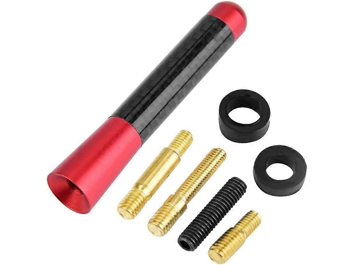 Antena Curta De Fibra De Carbono Para Carro, Rosca De 3 Polegadas, Universal, Na Cor Vermelha