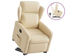 Vidaxl Poltrona Reclinável Elevatória Tecido Cor Creme