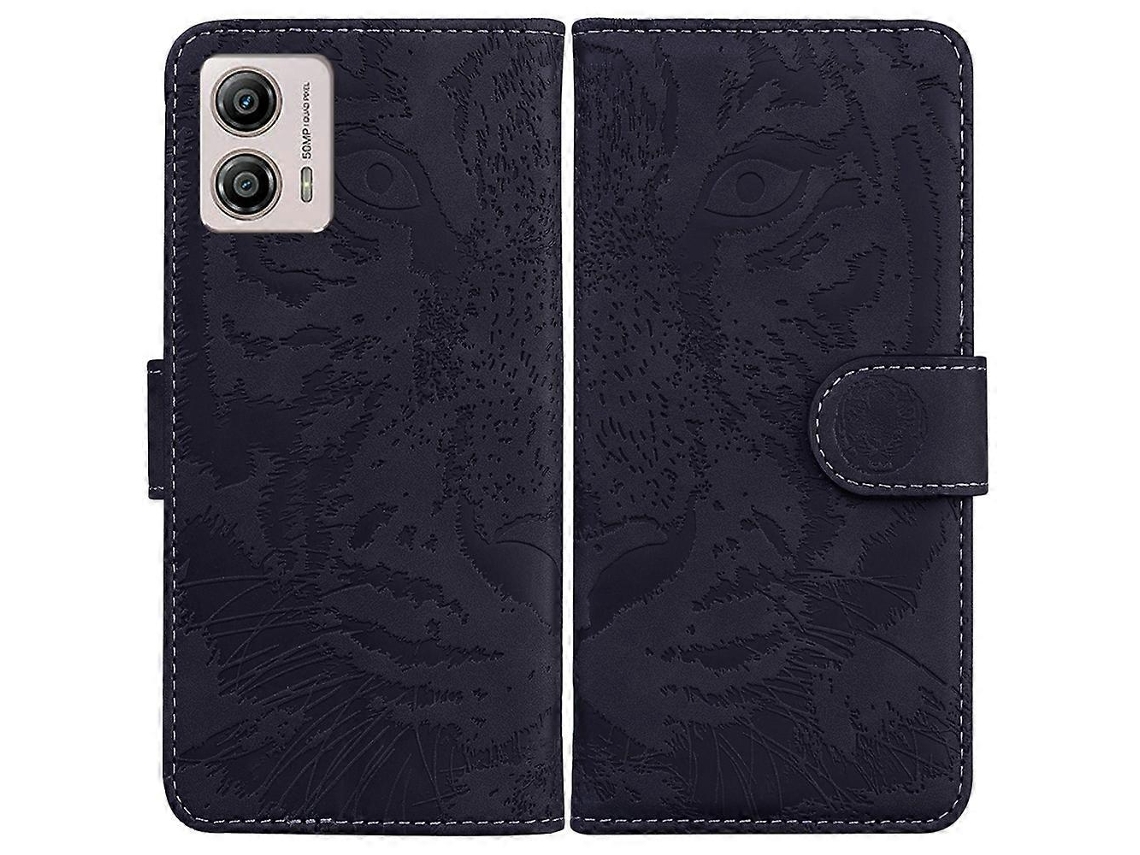 Capa De Couro Com Estampa De Tigre Para Motorola Moto G13 / G23 / G53