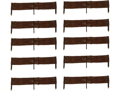 Conjunto De 10 Cercaduras De Jardim - 120 Cm X 20 Cm - Natural - Feito À Mão - Para Canteiros, Hortas, Canteiros - Cercas De Jardim