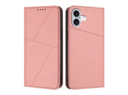 Capa De Couro Fosco Para Iphone 16 Plus - Flip Magnético