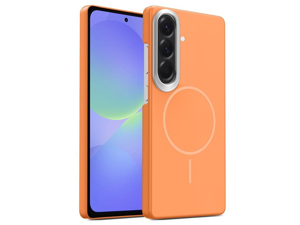 Capa Para Samsung Galaxy A36 5g Fina Circular Magsafe À Prova De Choque Dourada Em Policarbonato Laranja