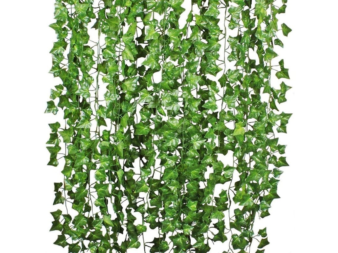 Guirlanda de Hera Artificial 25 Metros , Pacote com 12 Unidades/ 82 Polegadas, Folhagem Artificial, Trepadeira BRILVIBERA (82 Pés)