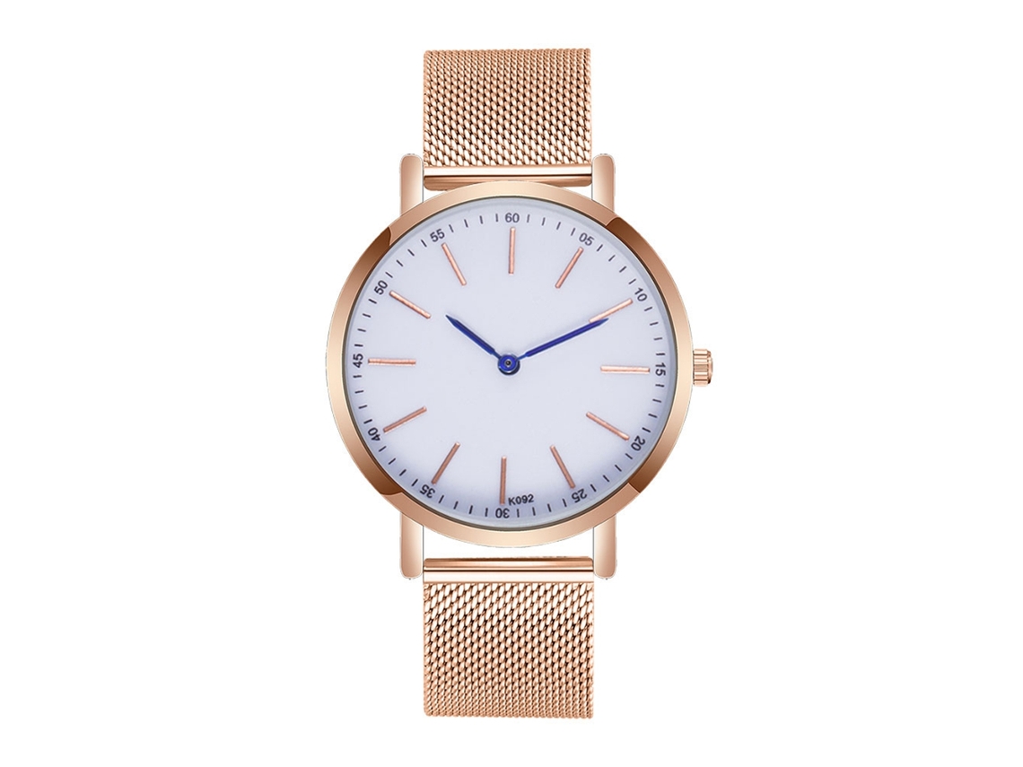 Relógio masculino com pulseira de metal, casual, para negócios, quartzo, presente de aniversário K092, ouro rosa