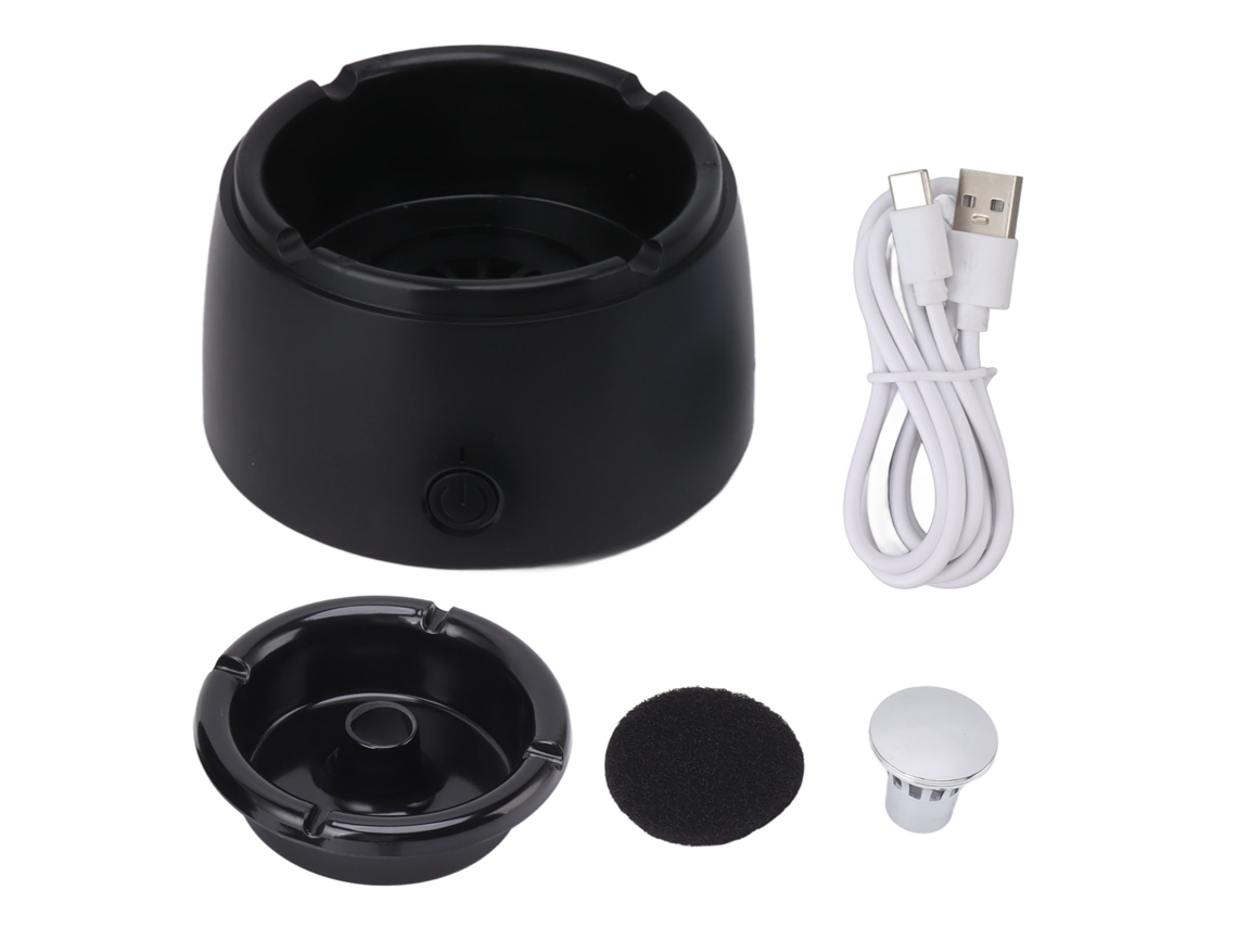 Cinzeiro 2 em 1 sem fumaça, purificador de ar, resistente ao calor, retardante de chamas, coletor de fumaça preto inteligente