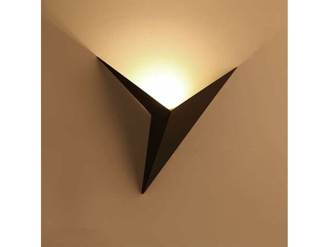 Luz de Parede LED 3W Indoor Triângulo Preto Branco Quente Moderna Metal Quarto Sala Escada | S/MARCA