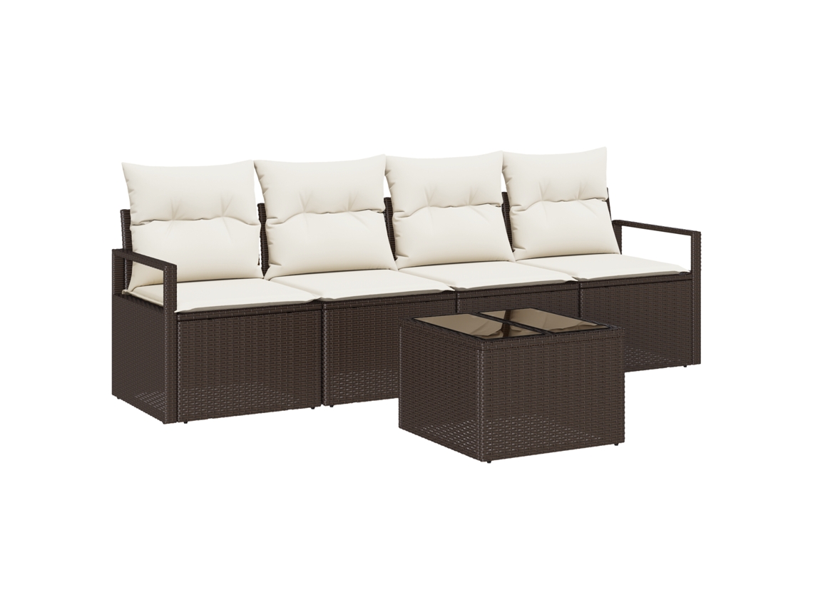 Conjunto 5 Conjunto De Sofá De Jardim Vidaxl Castanho Vime Pe (55 X 55 X 37 Cm)