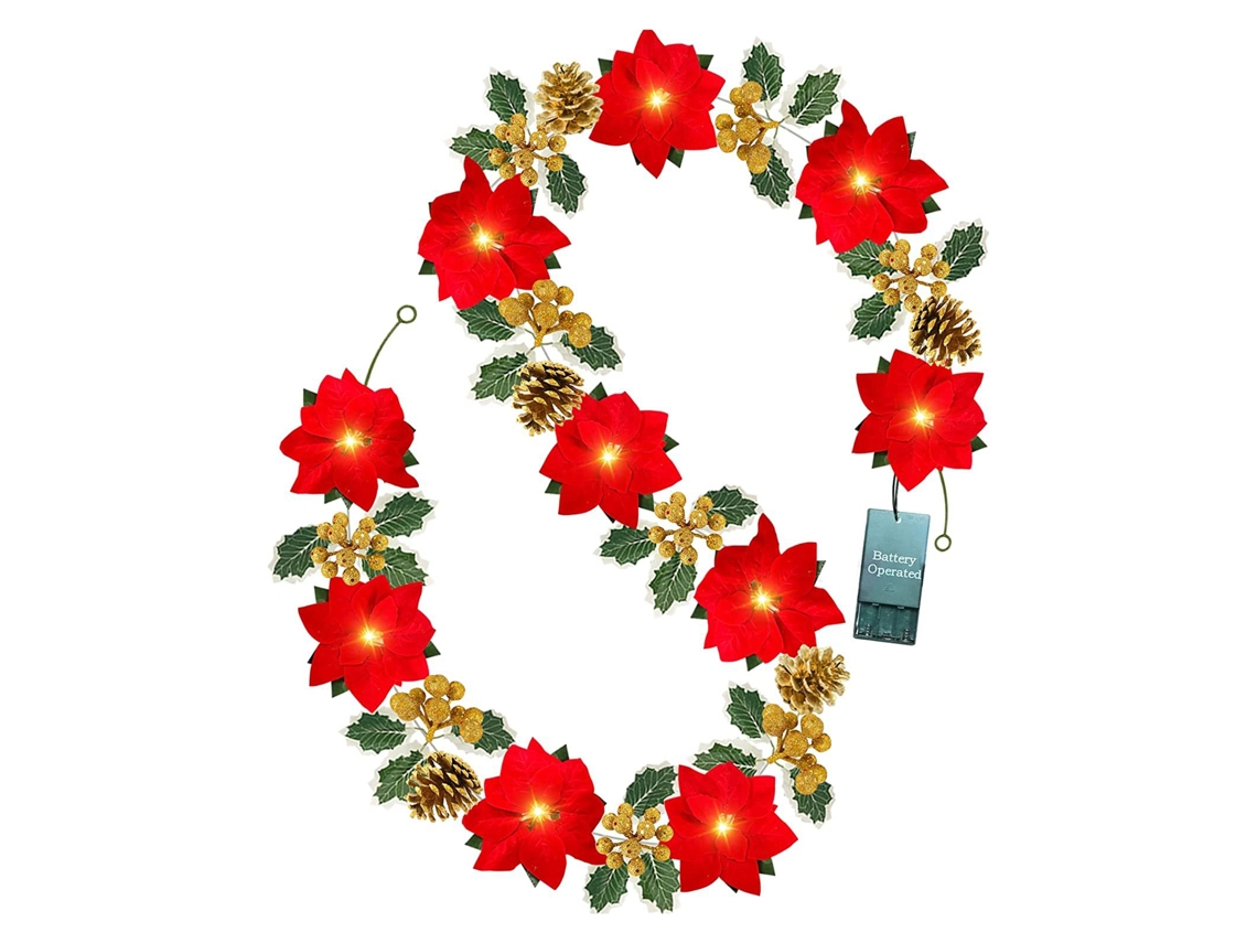 Laxiscreed Galho De Natal Com Luzes Led De 3m, Flash E 20 Leds Para Decoração Natalícia