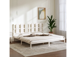 Cama Sem Colchão 200x200 Cm Madeira De Pinho Maciça Branco