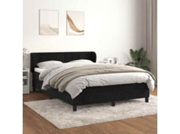 Vidaxl Cama com Molas/colchão 140x200 Cm Veludo Preto