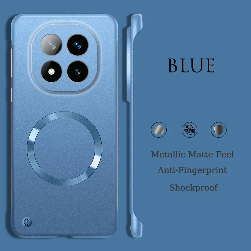 (azul, Redmi Note 14 Pro) Capa Protetora Magnética Ultrafina E Luxuosa, Sem Moldura De Metal, Com Super Proteção Contra Impactos.