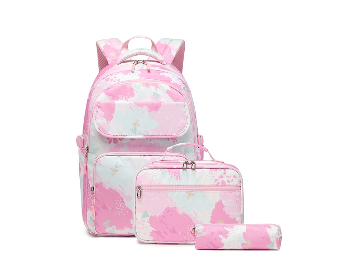 Mochila Escolar Conjunto De Três Peças, Leve E Impermeável 18 Polegadasd Elysve