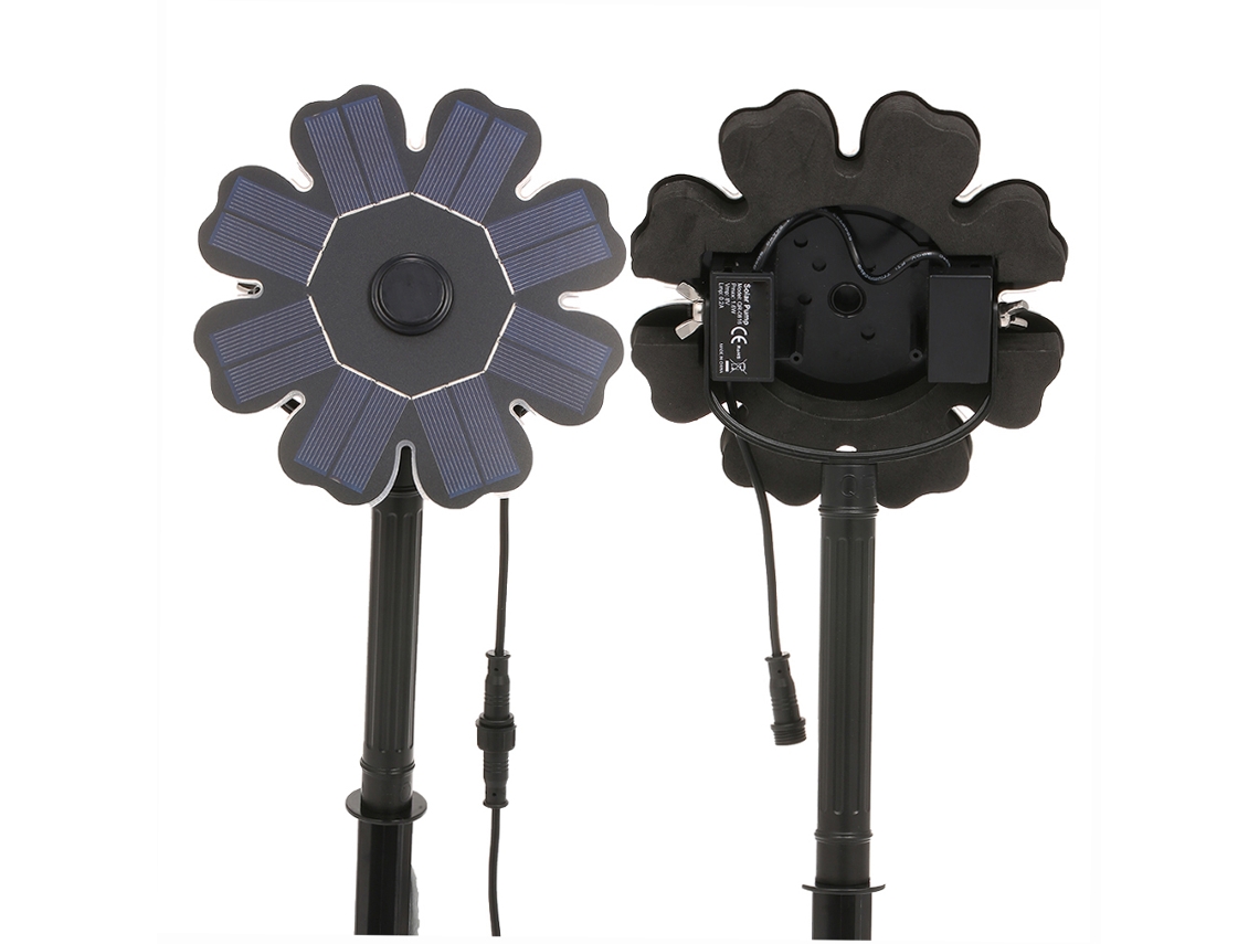 Bomba Solar 2w Para Banhos De Pássaros Com Painel Floral E Estaca