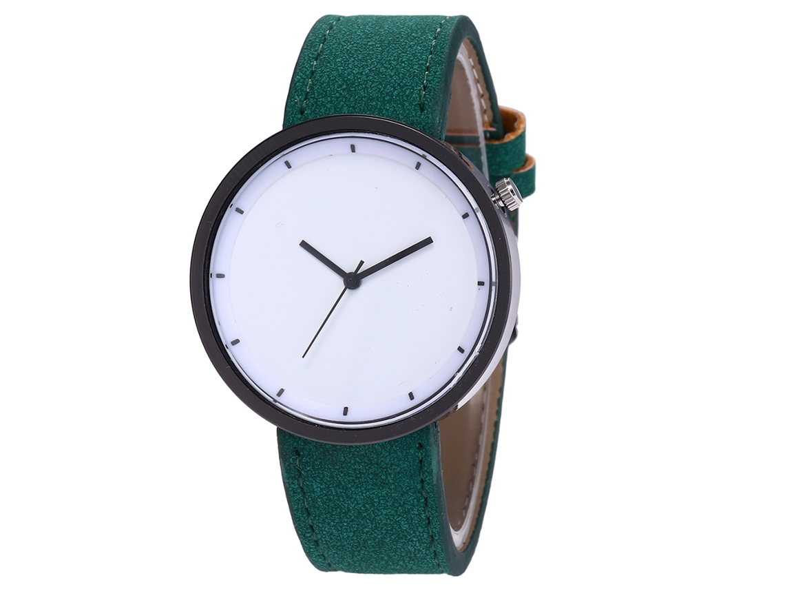 Relógio masculino de quartzo com pulseira de couro PU, resistente à água (verde)