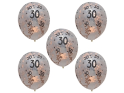 Laxiscreed Pacote Com 5 Balões De Látex Para Aniversário De 30, 40 Ou 50 Anos, Decoração Rosa E Vermelha