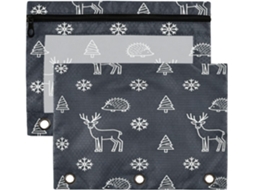 Massas Com Janela Transparente E 3 Lápis Carimbo Feliz Natal, Linha Única, Veado Em Preto E Branco, Janela