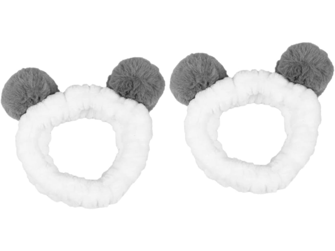 Conjunto De 2 Faixas Elásticas De Panda Para Cabelo, Acessórios Para Cuidados Faciais E Atividades.