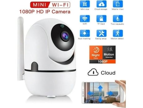 Câmera de segurança com câmera de vigilância wi-fi 1080P com rotação de 360 °, visão noturna, áudio bidirecional, alerta de movimento LOVEBAY