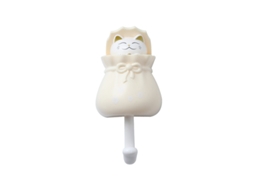 Gancho de Parede Cute Saco da Sorte Gato Autoadesivo Sem Furo Decorativo para Chapéus Chaves Toalhas Amarelo