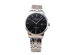 Relógio feminino casual para casal, à prova d'água, em aço, quartzo, para estudantes, preto.