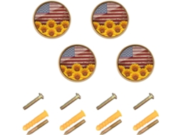 Guoche Puxadores Redondos Para Armários, Girassóis Americanos, Bandeira Americana, Puxadores Para Portas E Gavetas, 32mm