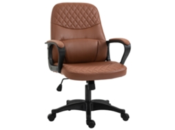 Cadeira De Escritório Com Balanço, 2 Pontos De Massagem E Porta Usb, Em Couro Sintético Marrom, Com Altura Ajustável, 59x63x92-101cm