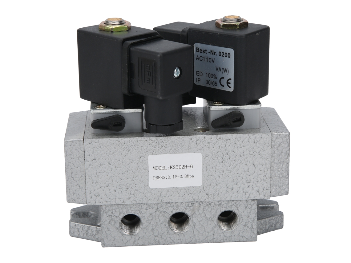 Válvula Solenoide Eléctrica 2 Posiciones 5 Vías Control Dual 1/8" K25d2h-6ac110v