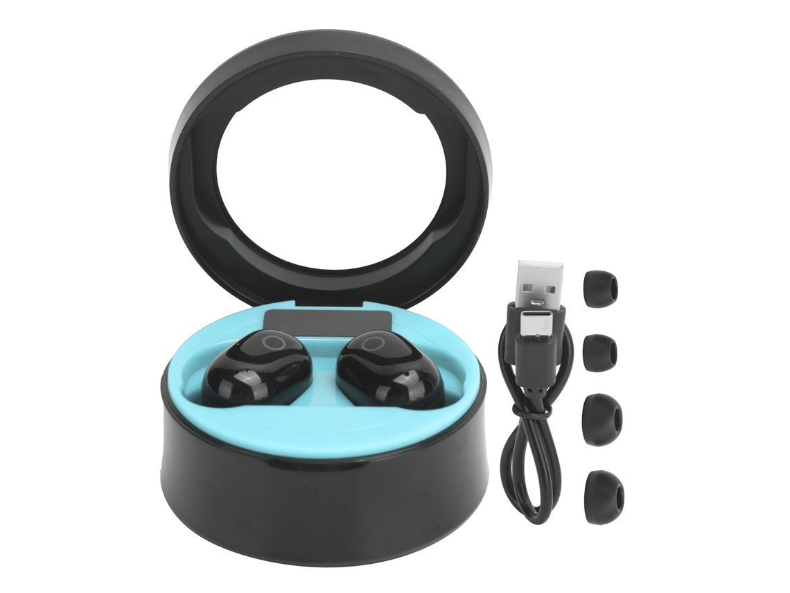 Aetheria fone de Ouvido Bluetooth Tws Sms t10 com Tela Digital Recarregável Controle Táctil Azul