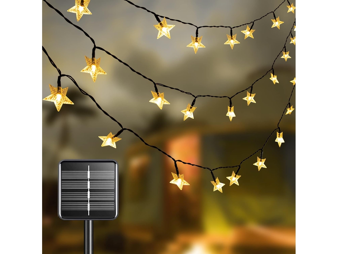Cordão de Luzes Solares AQUAFORGE de 100 Leds 12 M com 8 Modos de Iluminação