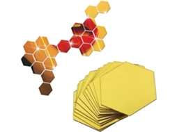 Conjunto 7 Adesivos Parede Hexagonais Espelhados Acrílico Dourado Decoração Ecológica Mesmo Estar Quarto GOKOCO