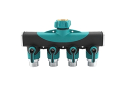 Conector de mangueira de 4 vias 3/4 com válvula de data