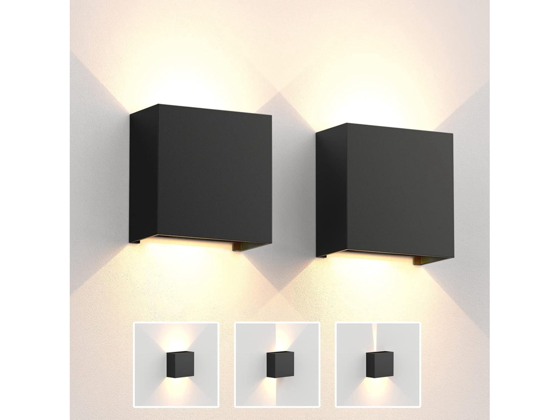 2pcs Aplique De Parede Led 6w Moderno,luz Branca Quente 3000k,aplique Quadrado Preto Para Quarto,sala,jardim Btforus
