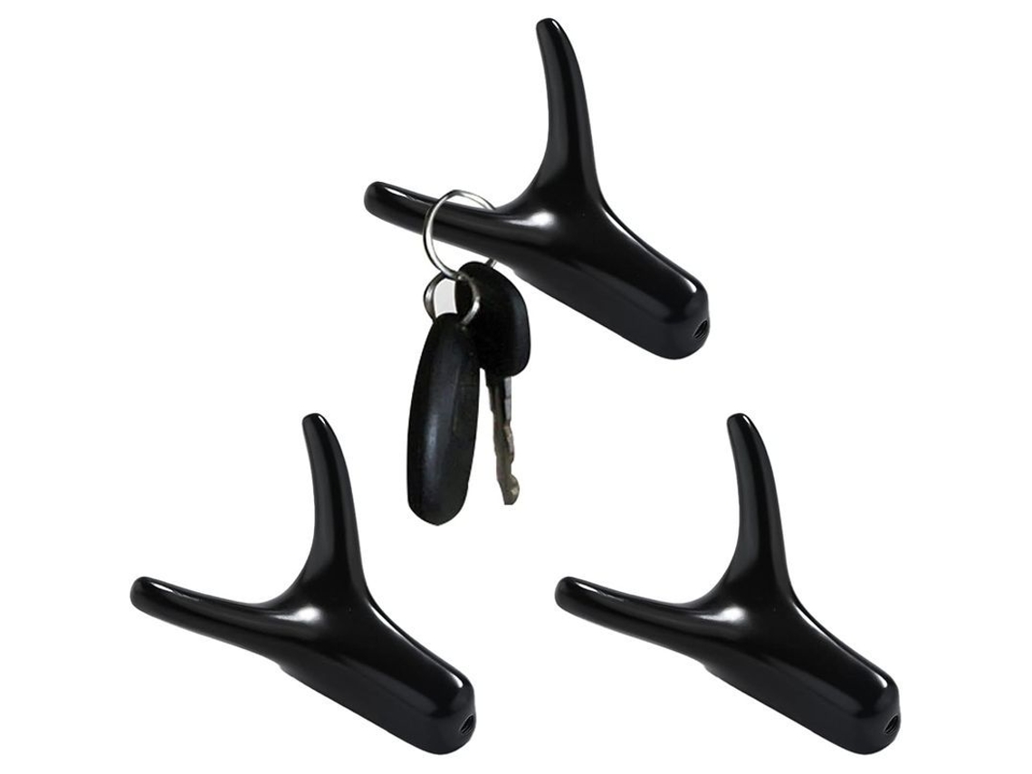 Cabideiro de parede com 3 peças, com ganchos de metal, resistente à água e à ferrugem, para banheiro, closet e corredor.