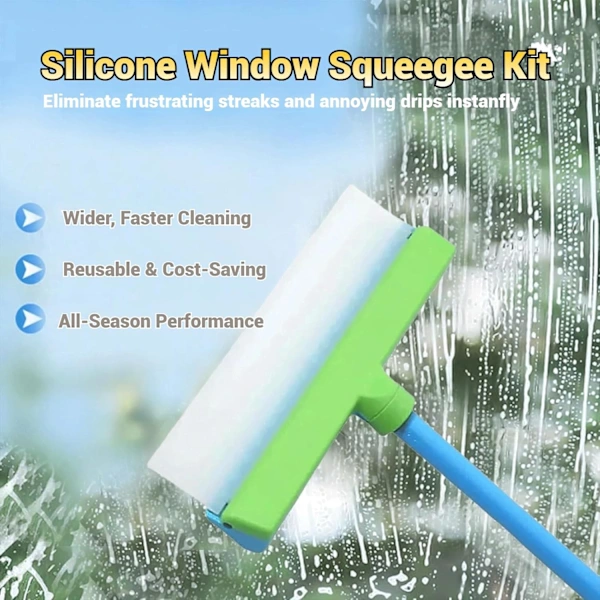 Raspador De Janelas De Silicone Reciclável, Limpa-vidros Com Cabo Ergonômico E Lâmina Que Não Risca, Para Janelas, Espelhos, Box De Chuveiro E