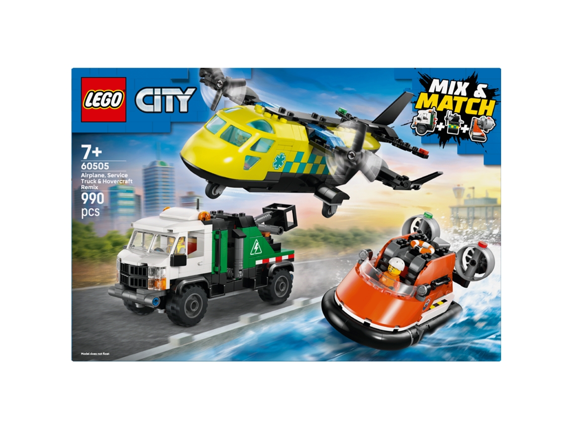 Lego® 60505 City Remix Veículos De Emergência – Avião, Caminhão E Aerodeslizador