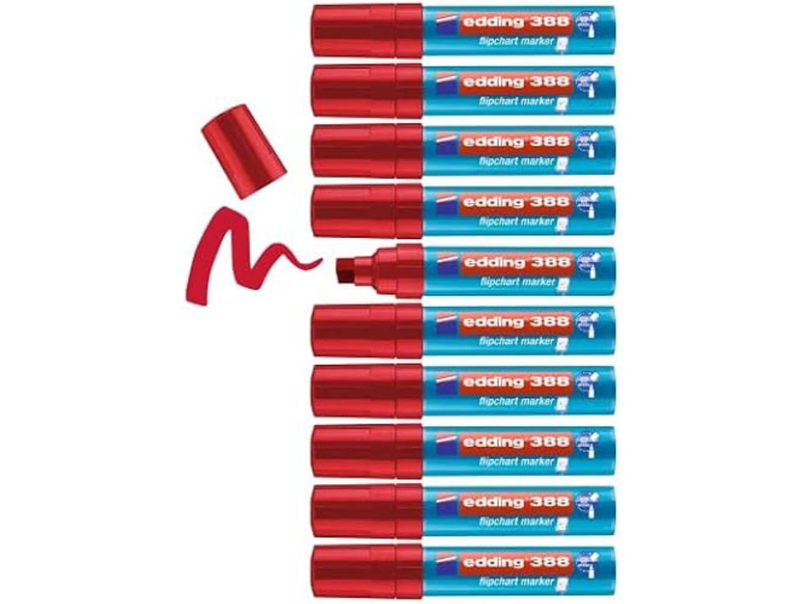 Marcador Cavalete EDDING 388 Vermelho Ponta Cinzel 4-12 Mm Escrever Desenhar e Marcar