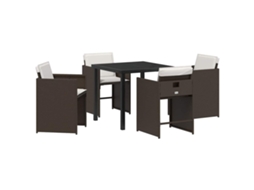 Conjunto 5 De Jantar Para Jardim Vidaxl Castanho Vime Pe