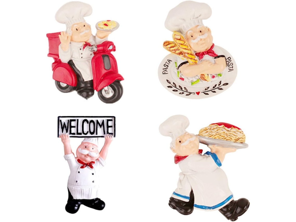 Ímãs De Geladeira Decorativos Com Desenho Chef 4 Peças