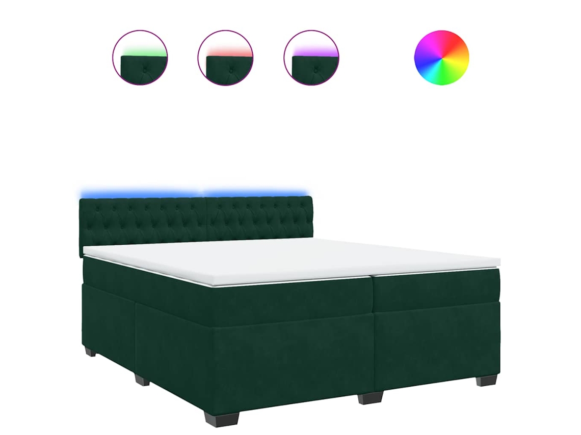 Cama com Molas/colchão 200x200 Cm Veludo Verde escuro MAISON EXCLUSIVE